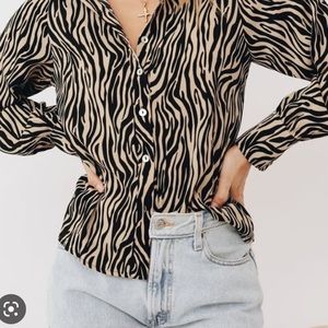 VRG GRL zebra print button down blouse
